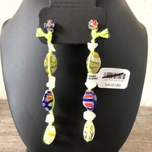 Free People Yellow Glass Crystal Boho Dangle Earrings